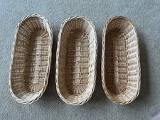 NEW FROM FACTORY BOX, SET OF 3 OVAL 17.5 x 8 INCH NATURAL WICKER STORAGE BASKETS
