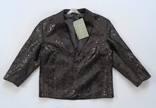 NWT H M Kids Black Sequined Satin Lapels Lined Jacket Blazer Sizes 2T, 3T, 10