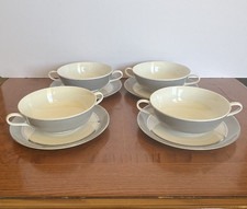 Lot Of 4 Easterling Majestic Bavaria Germany Gray Double Handle Soup Cream Bowls
