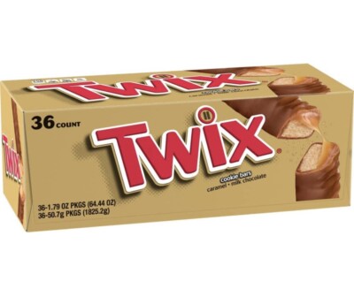 Twix Full Size Caramel Milk Chocolate Candy Cookie Bars 36 Count (1 BOX)