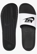 Image of Nike Benassi JDI Slides Sliders White Black Various Sizes 343880 100 New