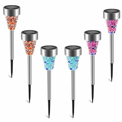 6er Set Solarek Edelstahl Mosaik Solar LED Wegeleuchten für Garten & Terrasse