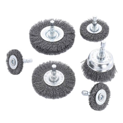 6Pcs Drill Wire Brush Set Pen Brush Wheel Brush Cup Brush for Drill Metal Wire