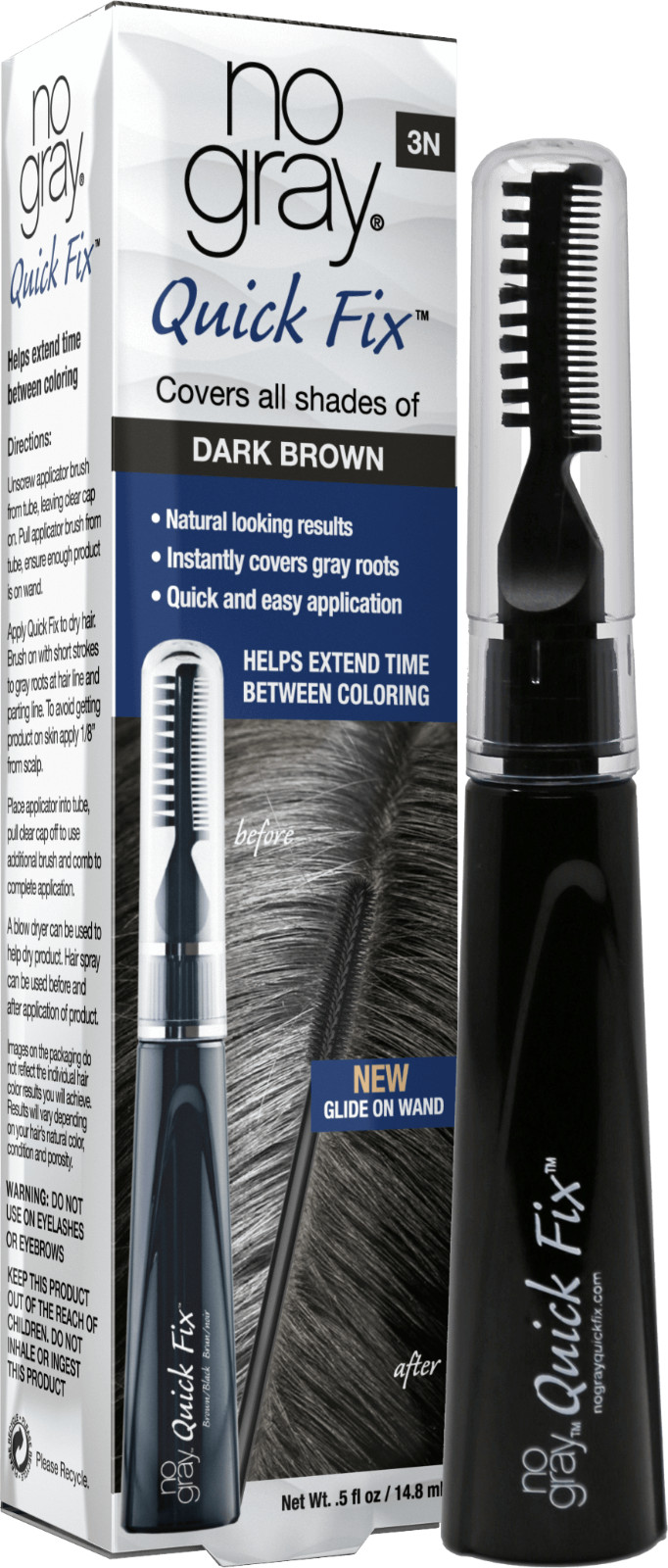 No Gray Quick Fix Wand Instantly Hair Covers Gray Roots 3N for DARK BROWN 2 Pack