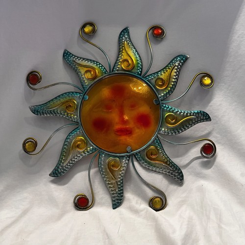 Metal Sun Face Wall Plaque Decor Hang Art Patio Fence Porch Home Garden Yard 