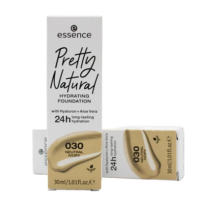 2x Essence Pretty Natural Hydrating Foundation 030 Neutral Ivory 30ml - NEU OVP