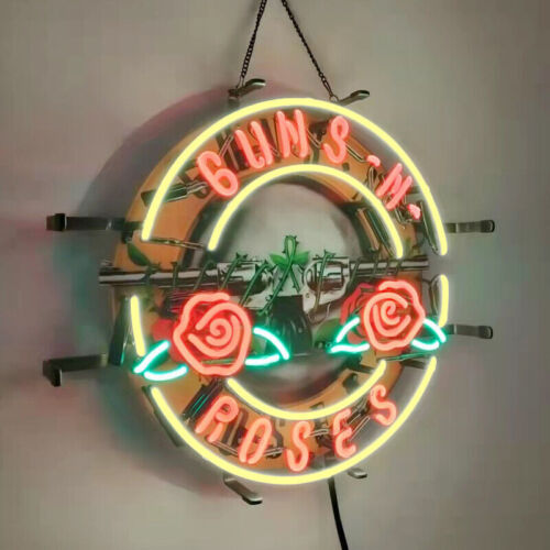 Guns N Roses Neonowy znak świetlny Dekoracja Klub Ściana Custom Neon Akrylowy nadruk 19"x15" - Zdjęcie 1 z 5