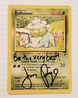 Rare 1st Gen Bulbasaur Signed by OG Pokemon Theme Singer Jason Paige 67/130  | eBay