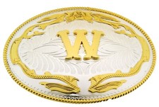 Initial W Letter w Belt Buckle New Men Women Western Really Cowboy Gold Metal