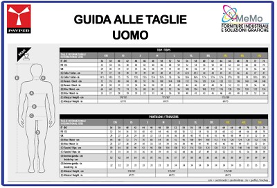 Payper Tabella Taglie Giacche GIACCA DA LAVORO UOMO Giacchetto