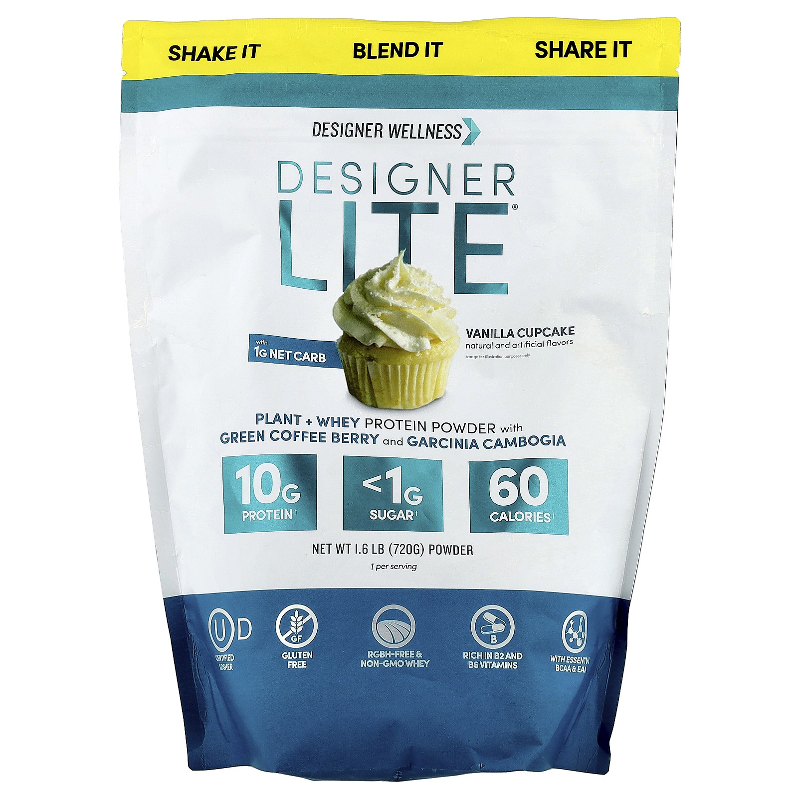 Designer Lite Plant Whey Protein Powder Vanilla Cupcake 16 lb 720 g 7490₽