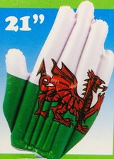 Wales Welsh Flag Inflatable Hand 21” Rugby Fan Supporter Cymru St Davids Day