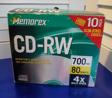 VTG 2000 Memorex CD-RW 700MB 80 Minute 4x Multi Speed 9 Pack Slim Jewel Cases