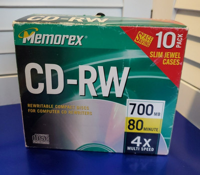 VTG 2000 Memorex CD-RW 700MB 80 Minute 4x Multi Speed 9 Pack Slim Jewel Cases