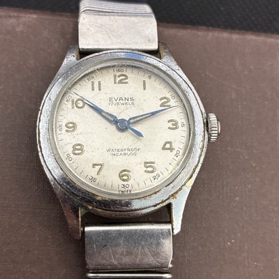 Vintage Evans 17 Jewels Silver Tone Wrist Watch