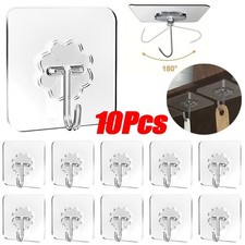 1-10Pcs Transparent Self Adhesive Wall Hooks Heavy Duty Wall Hook Hangers lot