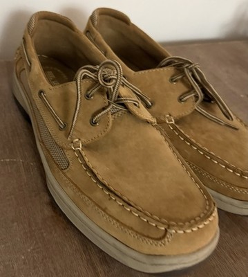 Reel Legends Men's Catamaran II Leather Boat Shoes Leather Upper Tan Size 12 W