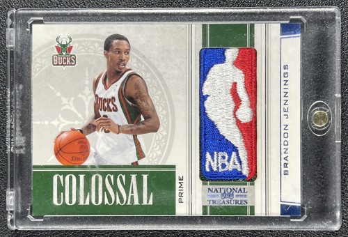 BRANDON JENNINGS 2009-10 NATIONAL TREASURES ROOKIE COLOSSAL NBA LOGOMAN PATCH /5