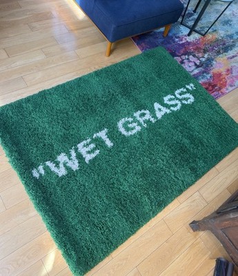 Virgil Abloh IKEA MARKERAD 'Wet Grass' Rug 195x133cm Green/Off-White