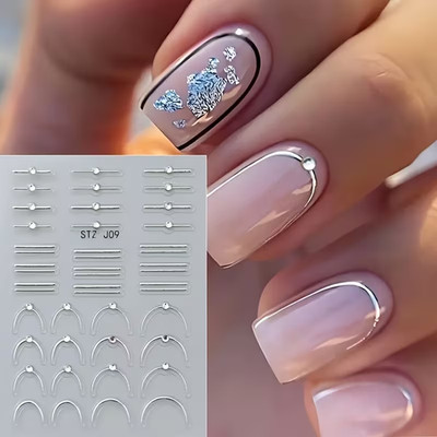 4er Set 5D Kristall-Strass Nagelsticker   Selbstklebend, Acryl Nail Decals mit 3