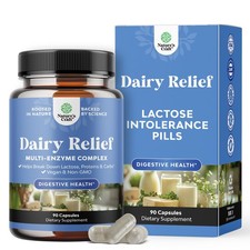Natures Craft Lactose Intolerance Relief Capsules Multi-Enzyme Lactase 90 Ct
