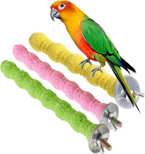 3PCS Bird Perch Parrot Stand Cage Accessories Natural Wooden Stick Paw Grindi...