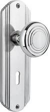 Nostalgic Warehouse Deco Plate Keyhole Knob Privacy 2.375 Bright Chrome 2.375"