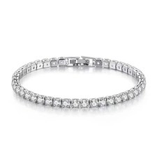 925 Sterling Silver Tennis Bracelet Zircon Women Chain Link Wedding Jewelry