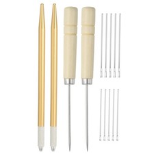 Doll Hair Rooting Holders Kit, 0.6mm/0.8mm Rerooting Needles, Gold Tone