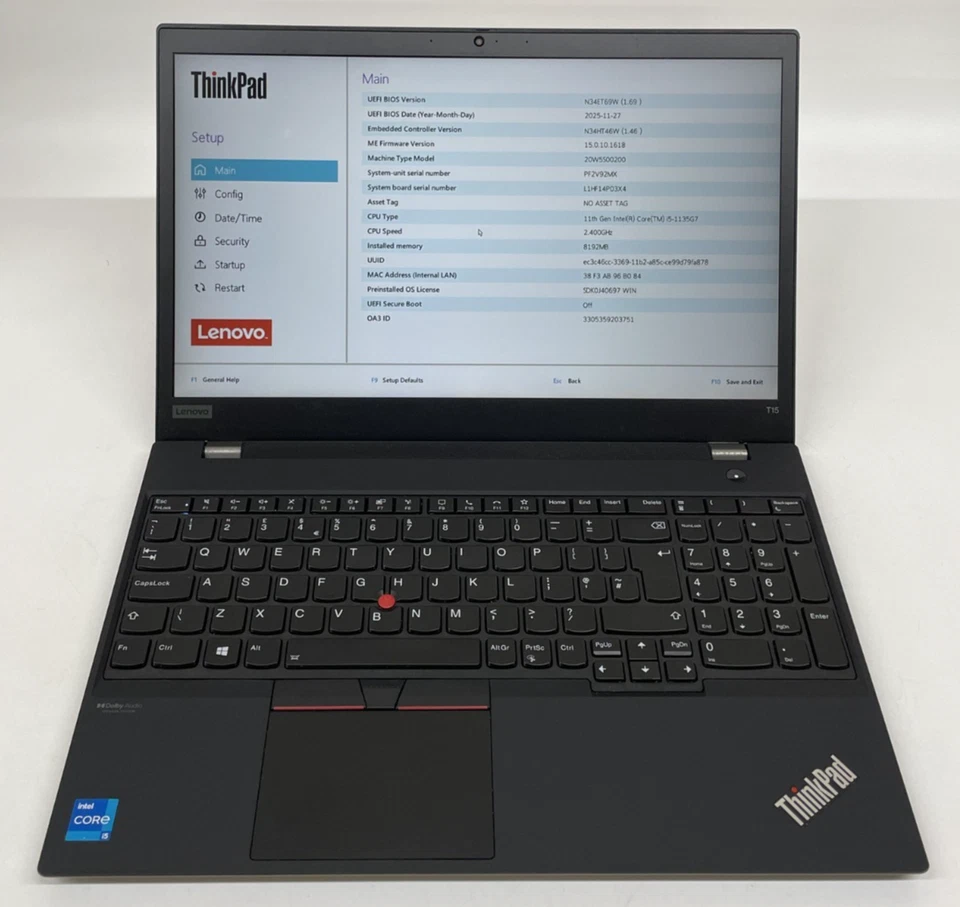 Lenovo ThinkPad T15 · i5-1135G7 · 8GB · 128GB, photo 1 of 5