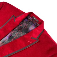 Van Heusen Men  s Velvet/Velour 2-Button Tuxedo Smoking Jacket Red/Black   40R