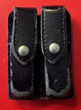SAFARILAND Double Magazine Pouch .40 Glock Black Leather Snap Police Duty Belt
