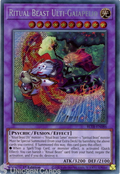 BLTR-EN086 Ritual Beast Ulti-Gaiapelio : Secret Rare 1st Edition YuGiOh Card