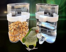 Automatic Bird Waterer Feeder,Parakeet Feeder,2PCS Cage Feeders Clear