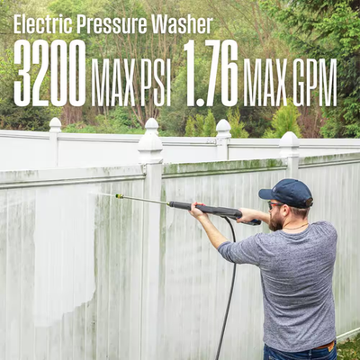 #ad 3200 PSI 1.76 GPM 13 Amp Cold Water Electric Powered Pressure Washer with Tur... $337.19