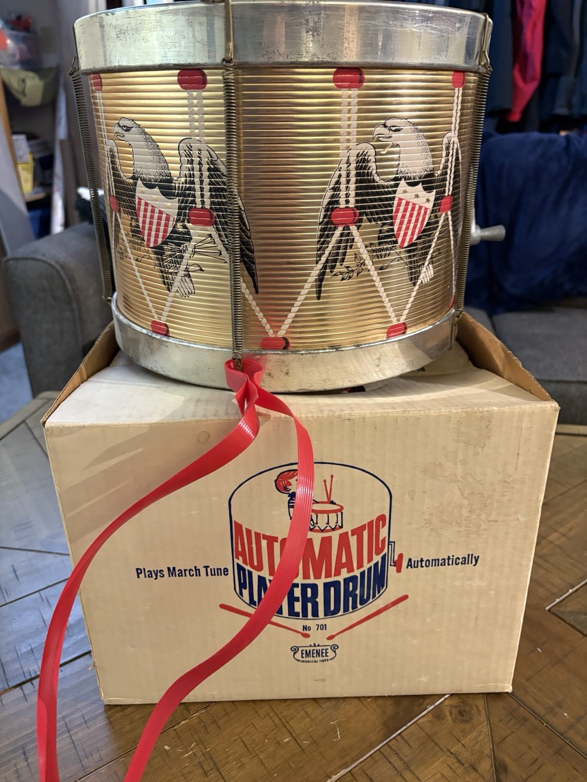 Automatic Player Drum Emenee Musical Toy #701 Vintage Childrens