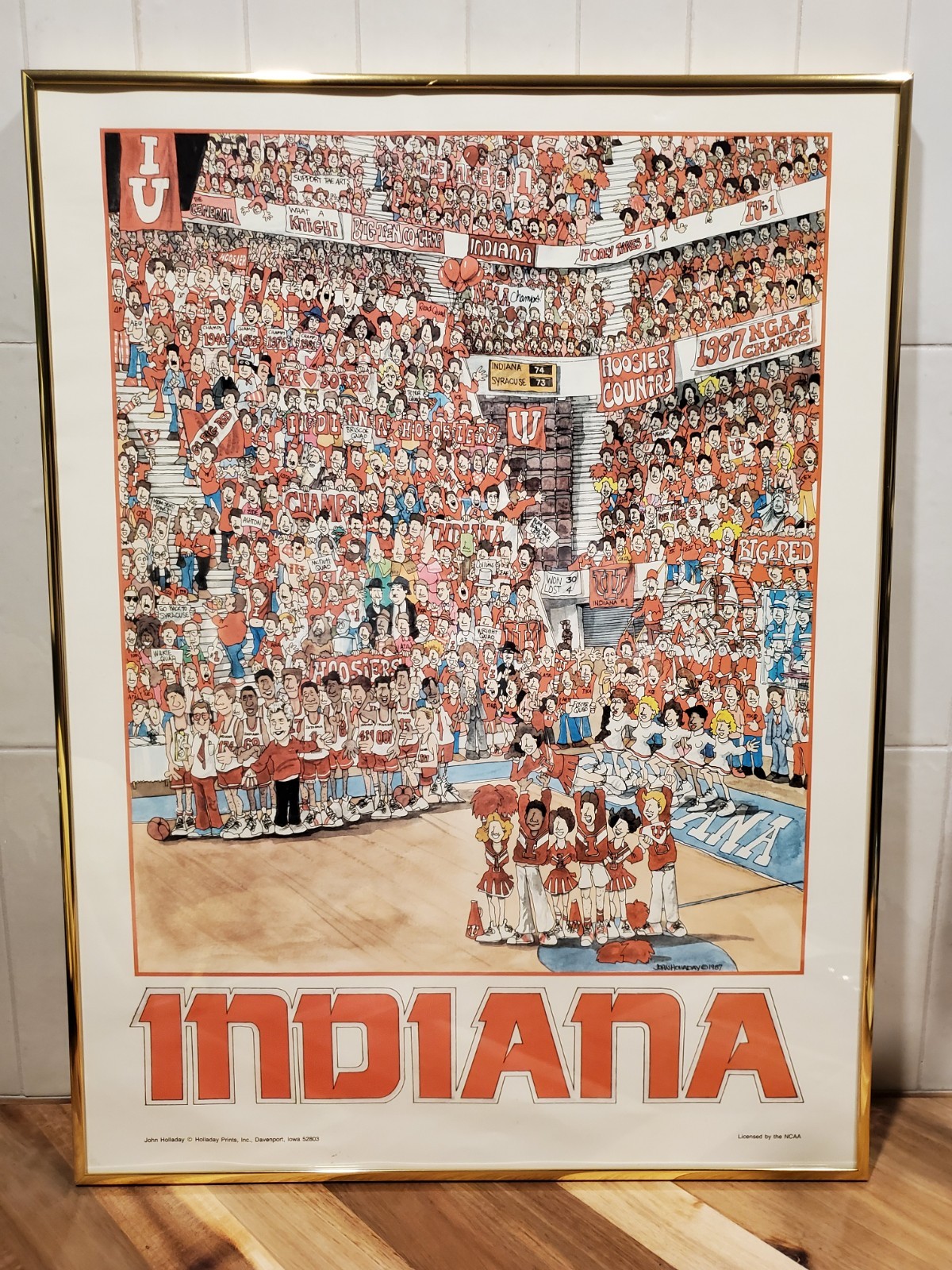 1987 Indiana Hoosiers NCAA Champs John Holladay Framed Print 18x24 IU Vintage