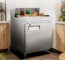 27" Commercial Sandwich Prep Table Fridge 1 Door Refrigerator Cooler with 8 Pans