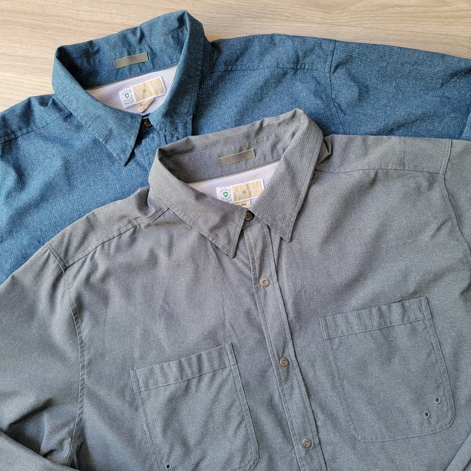 Exofficio Shirt Men's 2XL XXL Vented Rolltab Insect Shield Hiking Fishing Lot 2