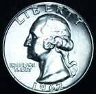 1962 25C  Washington Quarter BU Gem - 25467