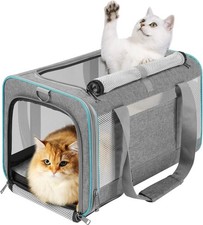 Soft Sided Pet Carrier Expandable 5 Mesh Panels Travel Bag Cats Dogs Up to 20lb