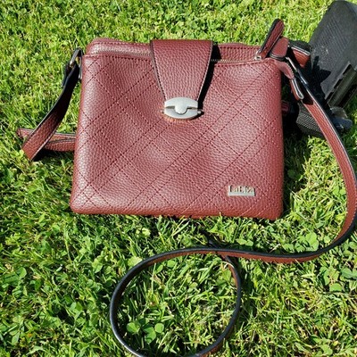 La Diva Women's Bag Medium Size Burgundy Crossbody Multi-Pocket Purse 