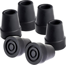 6 Pack Replacement Rubber Cane Tips for Canes, Walking Sticks, Walkers Black, 3