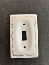 Vintage Porcelain Ceramic Switch Plate Gold S...