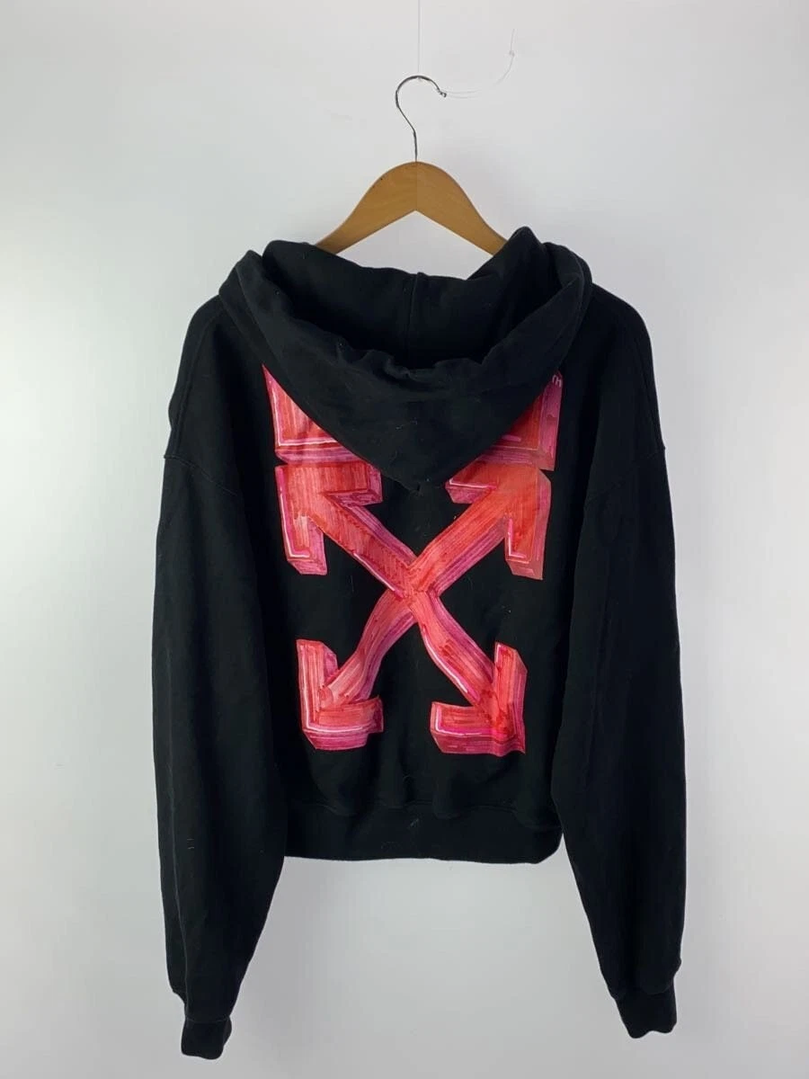 OFF WHITE Felpa con cappuccio S Cotone Nero Tinta Unita OMBB037E20FLE002