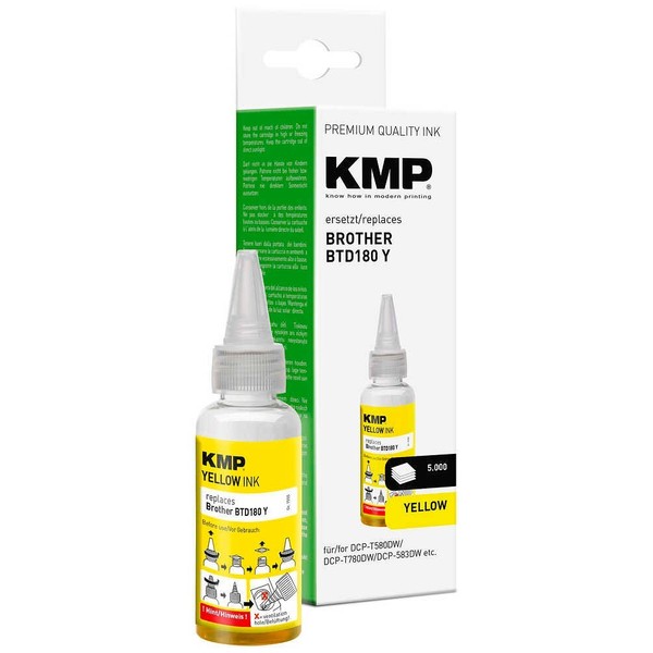 KMP Gelb Tintenflasche Kompatibel Zu Brother BTD180Y-image