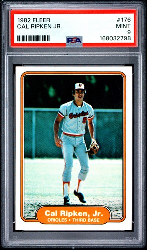 168032798 Cal Ripken Jr 1982 Fleer #176 Rookie RC PSA 9