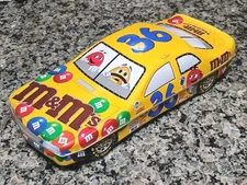 M&M's #36 Race Car Yellow Tin Candy Dish  M&Ms Nascar Pedigree Vintage