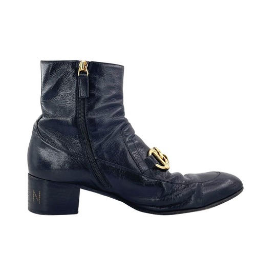 GUCCI Boots Shoes Horsebit EU 43.5 US 10 Leather Black Authentic - Picture 16 of 24