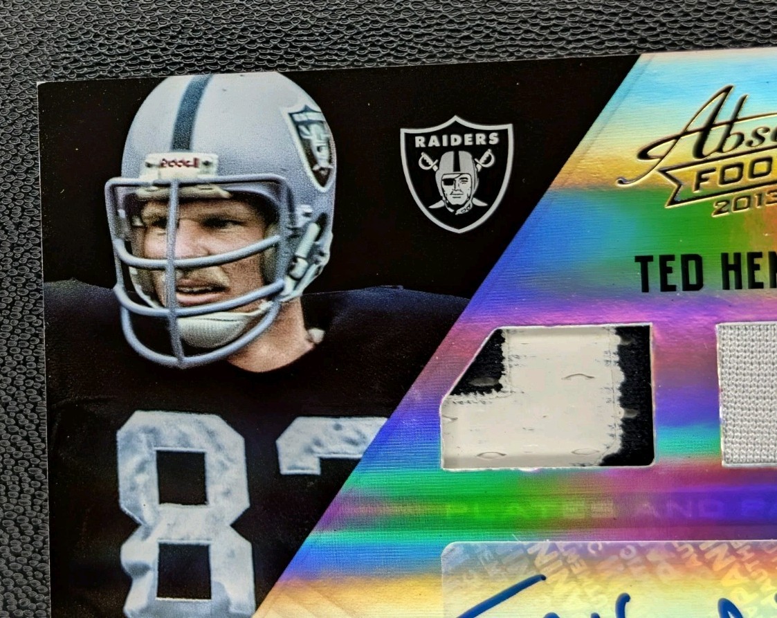 2013 TED HENDRICKS PANINI ABSOLUTE DUAL GAME USED PATCH AUTO /25 RAIDERS view 5